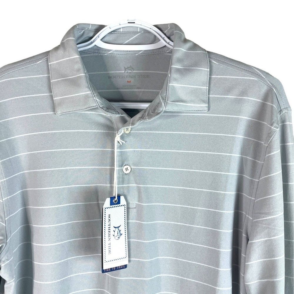 Southern Tide Light Gray Striped Polo